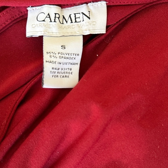 *CARMEN MARC VALVO* Red Long Sleeve x Gold Zip Arm Size Small - Picture 7 of 8